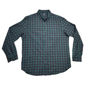 J Crew Mens XL Shirt Classic Fit Brushed Twill Long Sleeve Green Blue Plaid